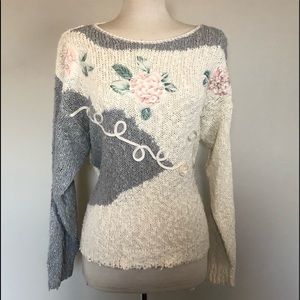Vintage flowers and pearls cozy chunky sweater